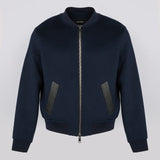 Double-sided wool-cashmere varsity jacket