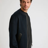 Double-sided wool-cashmere varsity jacket