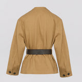 Belted jacket in cotton-linen fabric