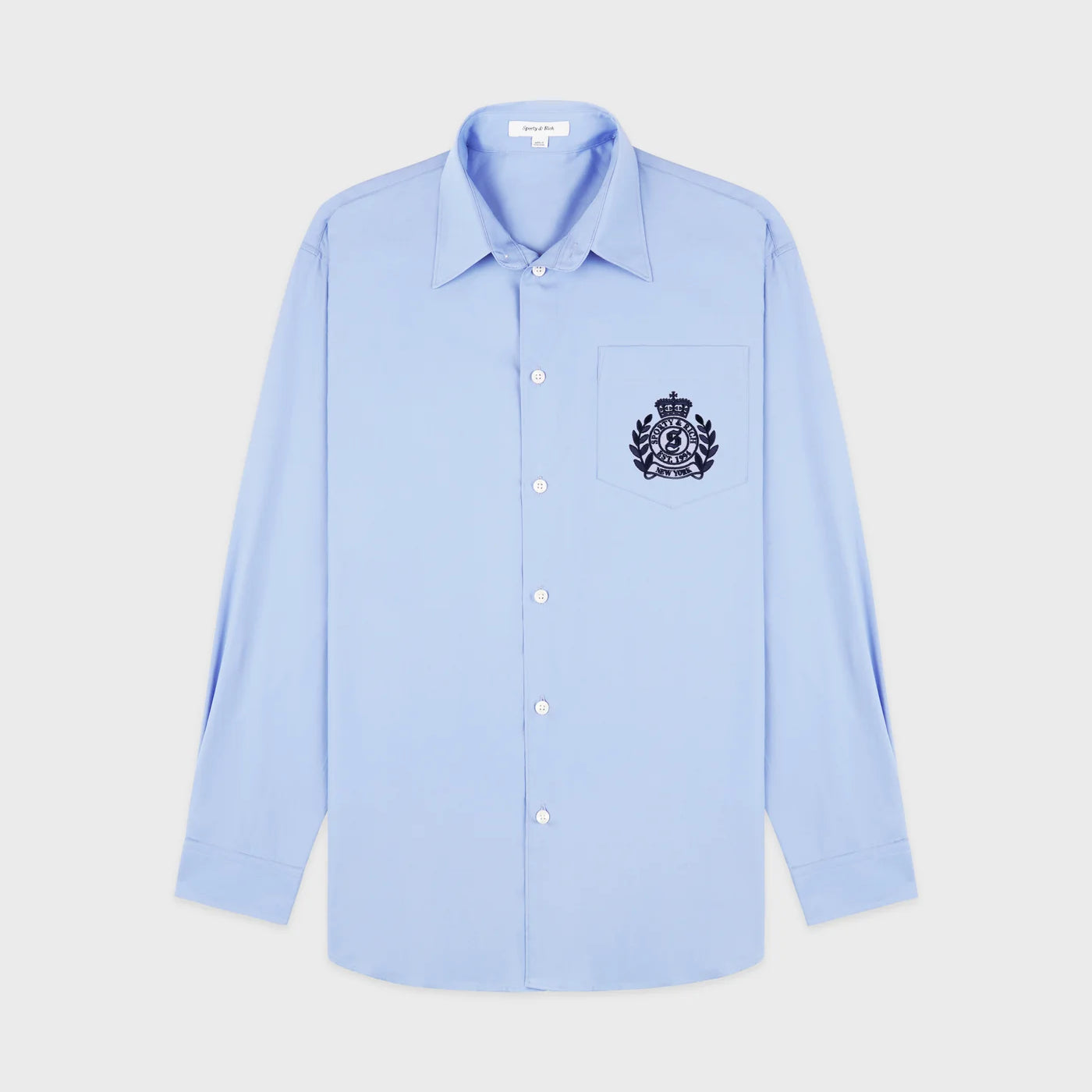 H&W Crest Oversized Shirt - Washed Hydrangea/Navy
