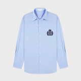 H&W Crest Oversized Shirt - Washed Hydrangea/Navy