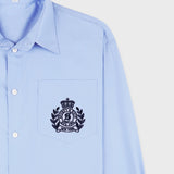 H&W Crest Oversized Shirt - Washed Hydrangea/Navy