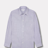 Embroidered Oversized Shirt- White/Navy Thin Stripe/Navy