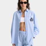 H&W Crest Oversized Shirt - Washed Hydrangea/Navy