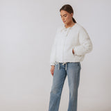 WHITE PUFFER JACKET WITH A ROUND NECK by Yves Salomon