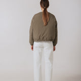 KHAKI PUFFER JACKET WITH A ROUND NECK by Yves Salomon