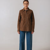 Soft suede shirt tobacco by Toteme