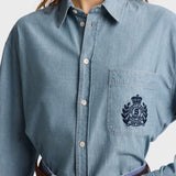 H&W Crest Oversized Shirt - Chambray