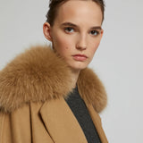 BELTED COAT IN CASHMERE WOOL WITH FOX FUR COLLAR by Yves Salomon