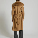 BELTED COAT IN CASHMERE WOOL WITH FOX FUR COLLAR by Yves Salomon