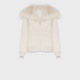 CROPPED JACKET IN CASHMERE WOOL WITH FOX FUR COLLAR