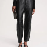 Tapered leather trousers black by Toteme