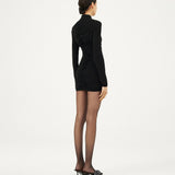 Gathered high neck mini dress in black by Magda Butrym