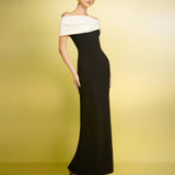 Solace London Eva Maxi kleita krēmkrāsas un melnā krāsā