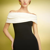 Solace London Eva Maxi kleita krēmkrāsas un melnā krāsā