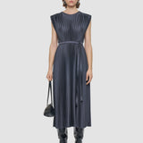 Volta Knit Weave Plissé Dress