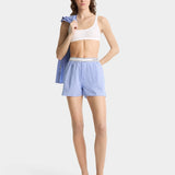 Serif Logo Boxer Short - Light Blue Striped/White