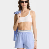 Serif Logo Boxer Short - Light Blue Striped/White