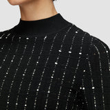 Fragmented Stripes Mock Neck Top
