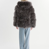 Gray Flen fur coat made of Kashmir goat fur