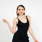 Crystal jersey scoop neck midi dress in black by Magda Butrym - The Line