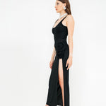 Crystal jersey scoop neck midi dress in black by Magda Butrym - The Line