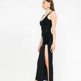 Crystal jersey scoop neck midi dress in black by Magda Butrym - The Line