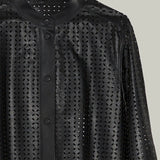 Leather Oversized Shirt with Laser Perforations - The Line