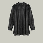 Leather Oversized Shirt with Laser Perforations - The Line