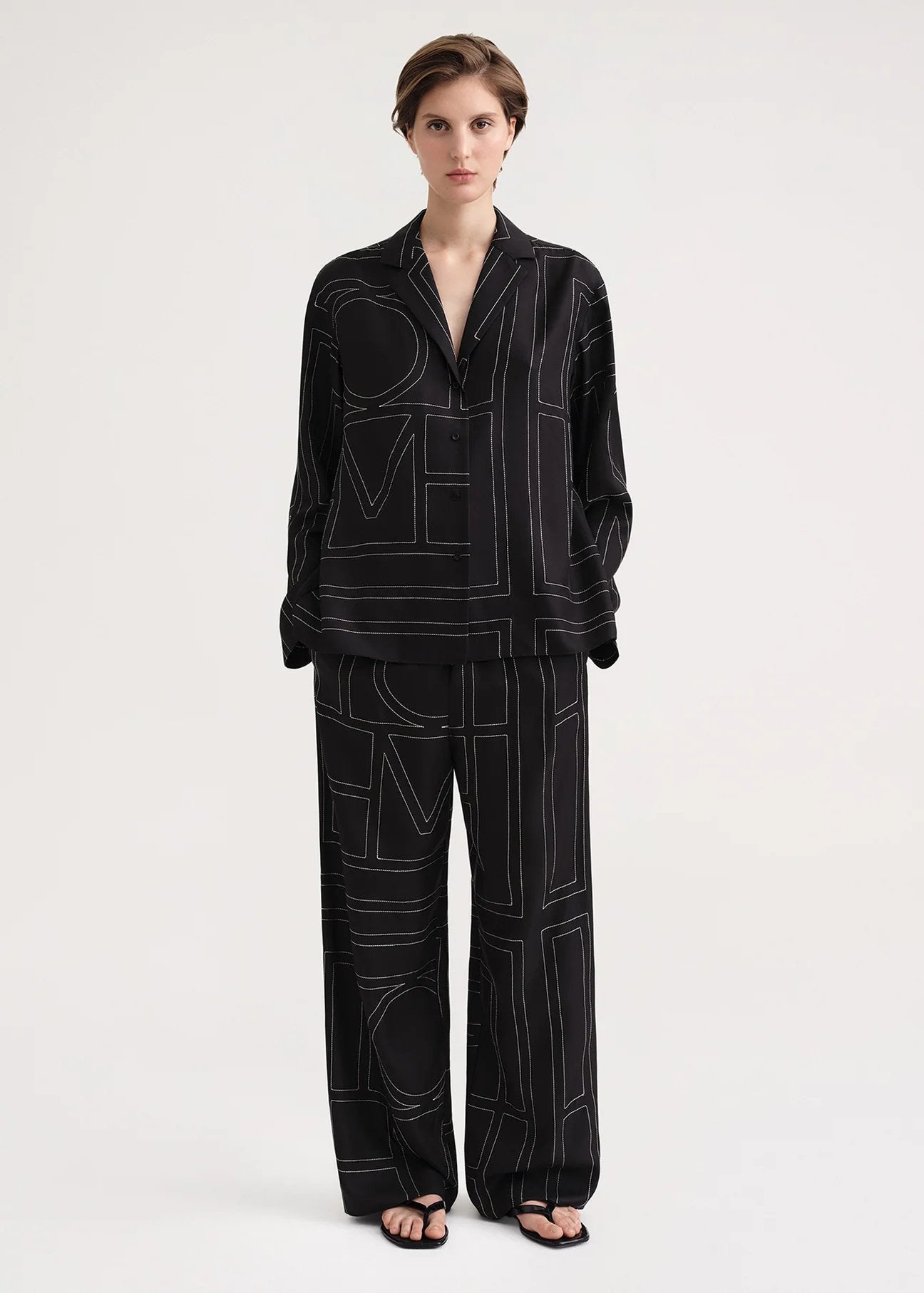 Black silk pajama discount bottoms