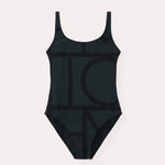 Monogram swimsuit black/black by Toteme - The Line