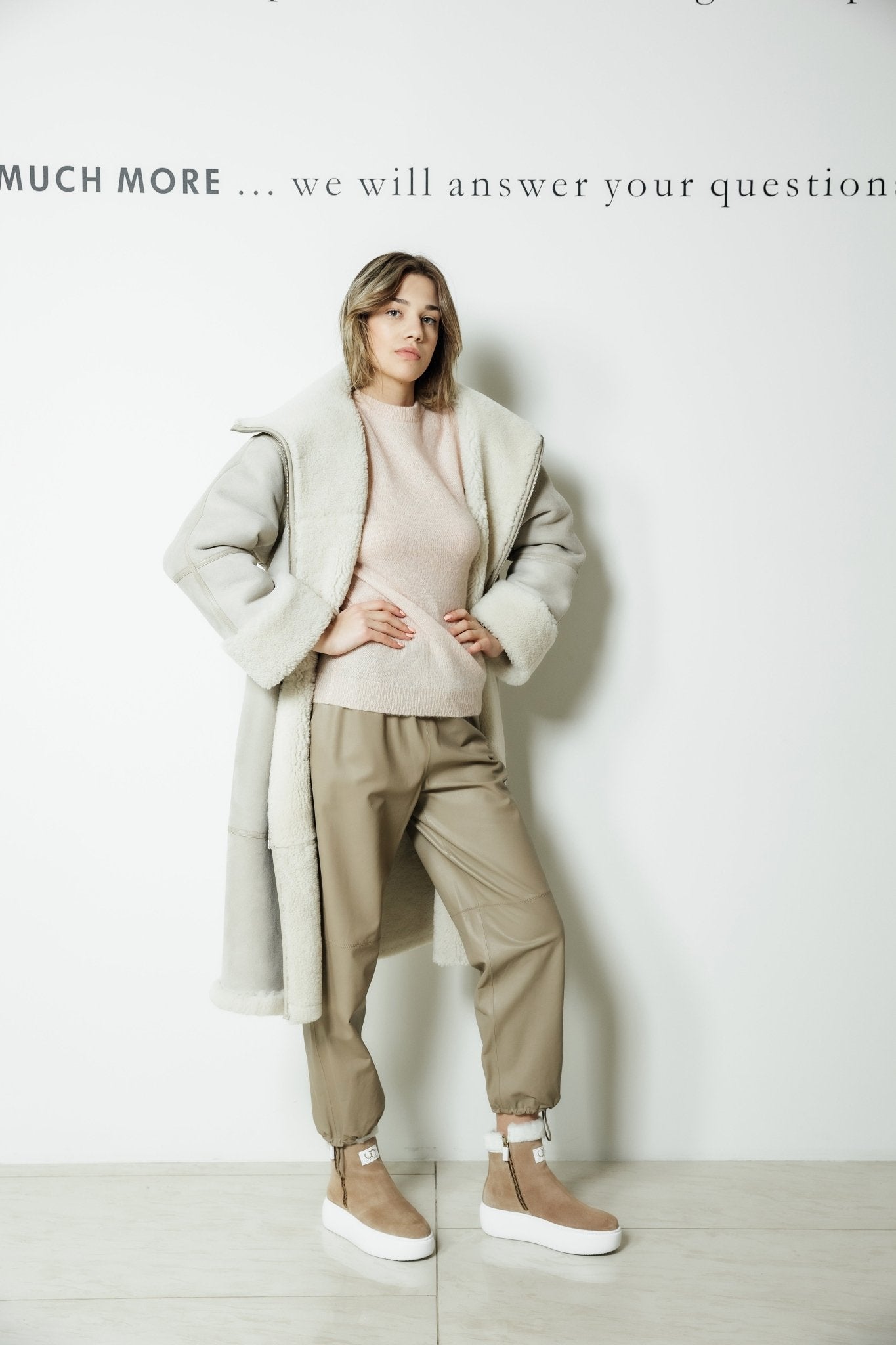 White Signature Shearling Sheepskin Coat by Toteme - The Line