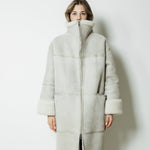 White Signature Shearling Sheepskin Coat by Toteme - The Line
